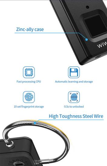 Wiwu S6 Parmak İzi Okuyuculu Asma Kilit