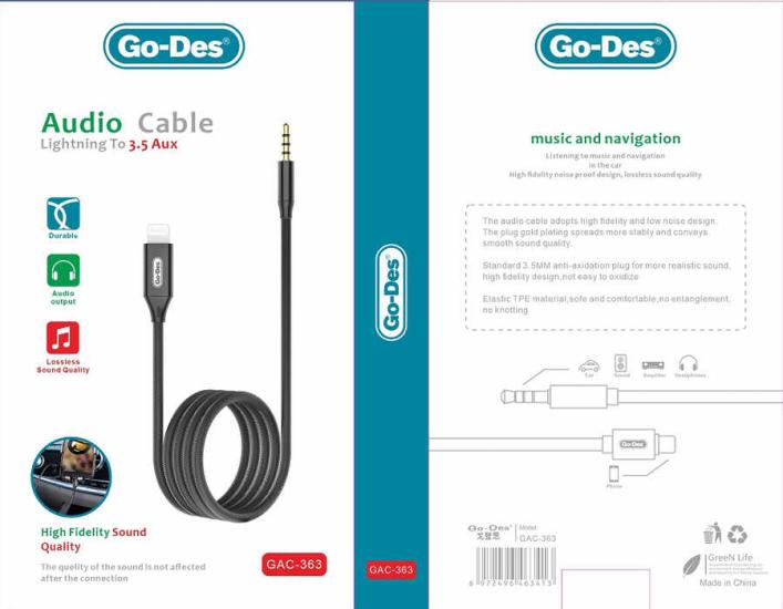 Go Des GAC-363 Lightning To 3.5mm Aux Kablo