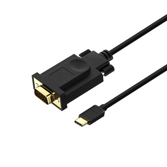 Qgeem QG-UA17 Type-C to VGA Adaptörü Yüksek Çözünürlüklü Dönüştürücü Kablo 1080p 60Hz 3 metre