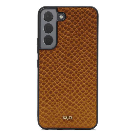 Galaxy S22 Kılıf ​Kajsa Pearl Pattern Hakiki Deri Kapak