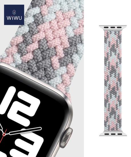 Apple Watch Ultra 49mm Kordon Wiwu Braided Solo Loop Contrast Color Medium Strap Kayış