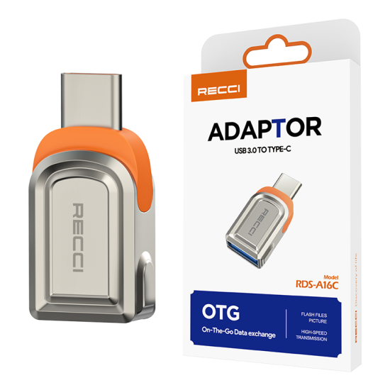 Recci RDS-A16C Ultra Hızlı Veri Aktarıcı Adaptör USB 3.0 to Type-C OTG