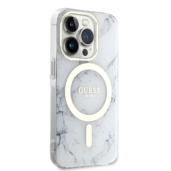 Apple iPhone 14 Pro Kılıf GUESS Magsafe Şarj Özellikli Mermer Desenli Kapak