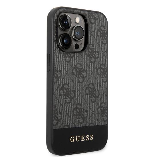 Apple iPhone 14 Pro Max Kılıf GUESS PU Deri Şerit Logo Dizaynlı Kapak