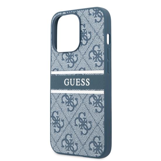 Apple iPhone 14 Pro Kılıf GUESS PU Deri Çizgili Logo Dizaynlı Kapak