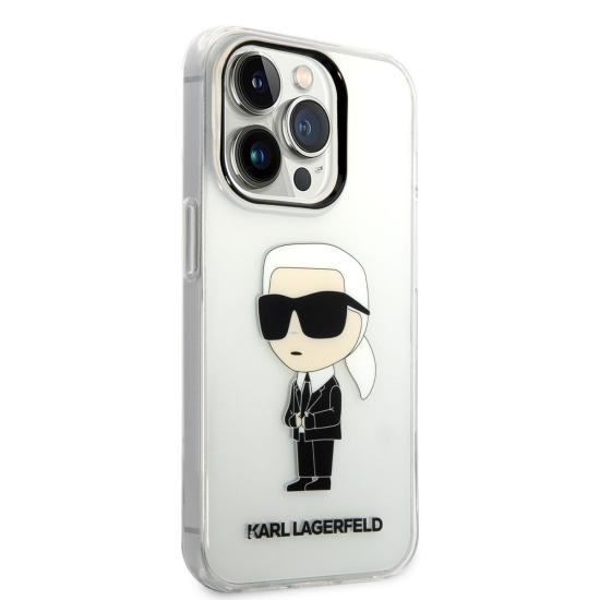 Apple iPhone 14 Pro Max Kılıf Karl Lagerfeld Transparan İkonik Karl Dizayn Kapak