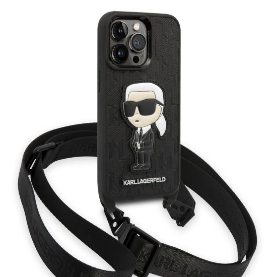 Apple iPhone 14 Pro Kılıf Karl Lagerfeld Boyun Askılı Karl Dizayn Kapak