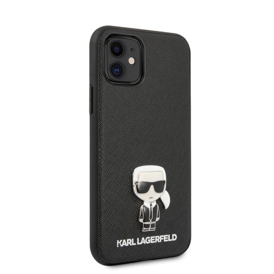 Apple iPhone 11 Kılıf Karl Lagerfeld PU Suni Deri Karl Dizayn Kapak