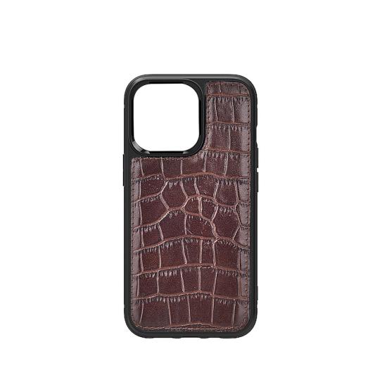 Apple iPhone 13 Kılıf Wiwu Croco Pattern Calfskin Orjinal Deri Kapak