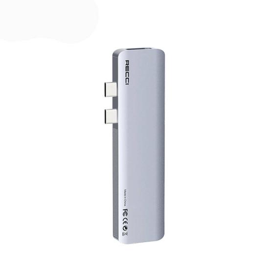 Recci RH08 Type-C to Type-C + SD/TF + USB3.0 + USB2.0 + HDMI + Thunderbolt 3 Bağlantılı 7in2 Hub