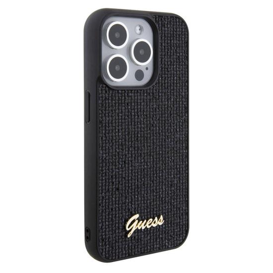 Apple iPhone 15 Pro Max Kılıf Guess Orjinal Lisanslı Yazı Logolu Disco Script Metal Kapak