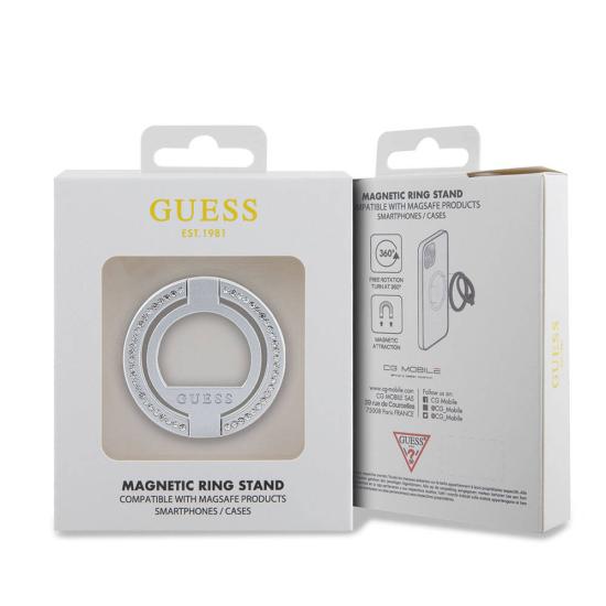 Guess Orjinal Lisanslı Magsafe Şarj Özellikli Yazı Logolu Taşlı Yüzüklü Magnetik Stand