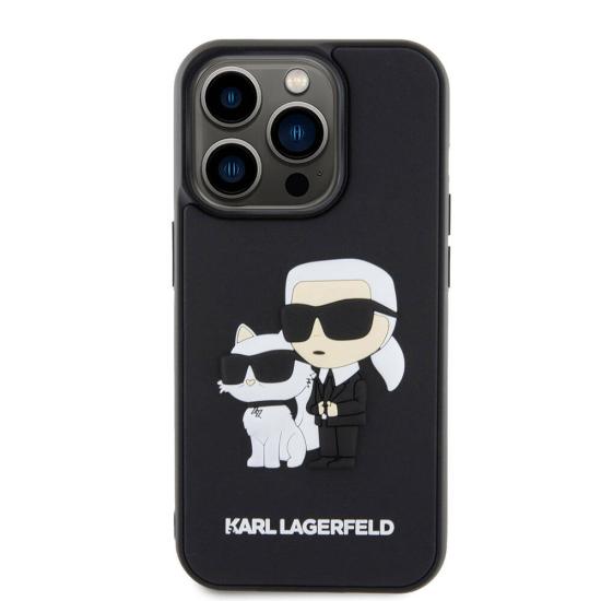 Apple iPhone 15 Pro Kılıf Karl Lagerfeld Silikon 3D K&C Logo Orjinal Lisanslı Kapak