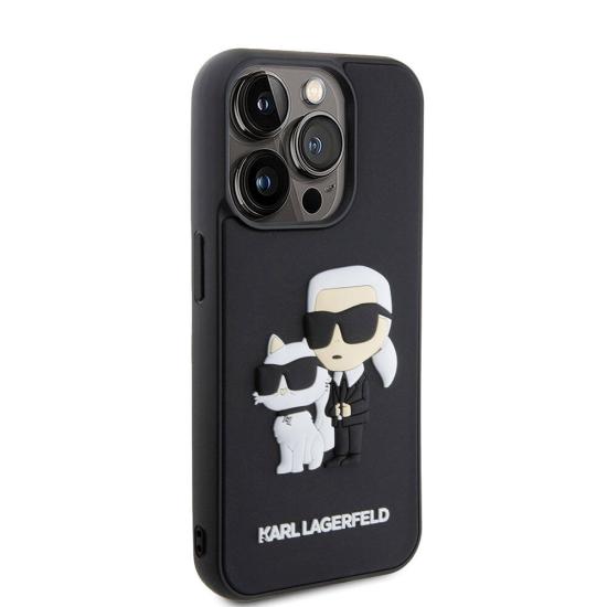 Apple iPhone 15 Pro Kılıf Karl Lagerfeld Silikon 3D K&C Logo Orjinal Lisanslı Kapak