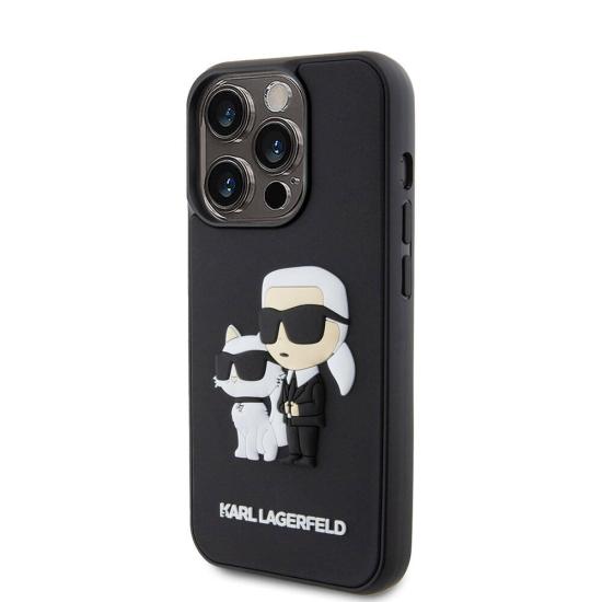 Apple iPhone 15 Pro Max Kılıf Karl Lagerfeld Silikon 3D K&C Logo Orjinal Lisanslı Kapak