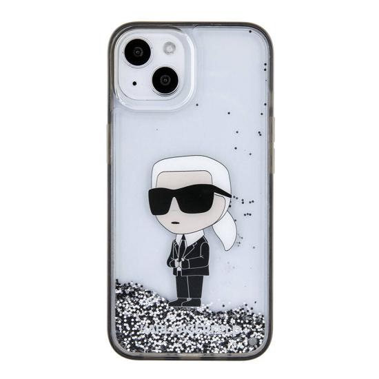 Apple iPhone 15 Kılıf Karl Lagerfeld İkonik Sıvılı Glitter Orjinal Lisanslı Kapak