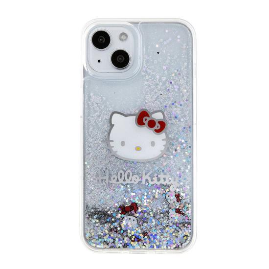 Apple iPhone 15 Kılıf Hello Kitty Orjinal Lisanslı İkonik Sıvılı Glitter Kapak