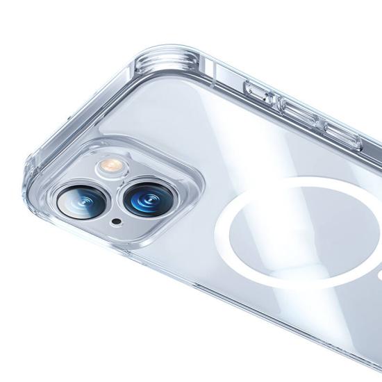 Apple iPhone 14 Kılıf Magsafe Şarj Özellikli Benks Magnetic Shiny Glass Serisi Kapak