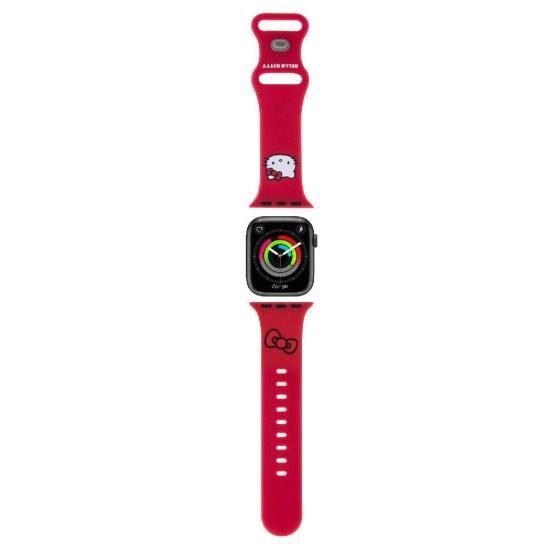 Apple Watch 38mm Hello Kitty Orjinal Lisanslı Yazı Logolu Fiyonk & Kitty Head Silikon Kordon