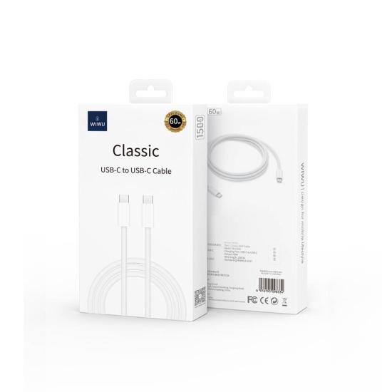 Wiwu Wi-C032 Classic Serisi 60W Hızlı Şarj Özellikli Type-C to Type-C Kablo 1.5M