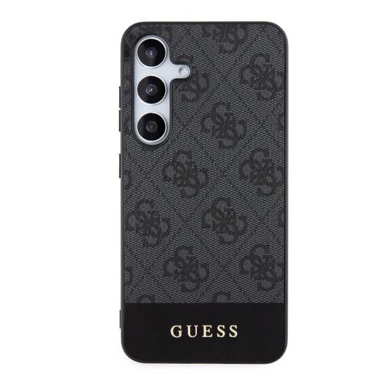 Galaxy S24 Kılıf Guess Orjinal Lisanslı PU Deri Şerit Logo Dizaynlı Kapak