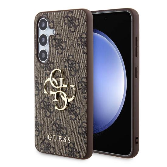 Galaxy S24 Kılıf Guess Orjinal Lisanslı PU Deri Yazı ve 4G Metal Logolu Desenli Kapak