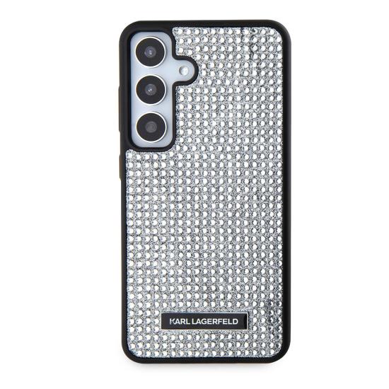 Galaxy S24 Kılıf Karl Lagerfeld Taşlı Metal Logo Orjinal Lisanslı Kapak