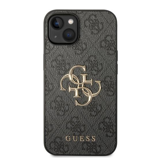 Apple iPhone 14 Kılıf Guess PU Deri Büyük Metal Logo Dizaynlı Kapak