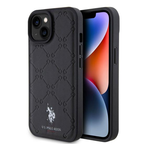 Apple iPhone 15 Plus Kılıf U.S. Polo Assn. Orjinal Lisanslı HS Desenli Baskı Logolu Suni Deri Kapak