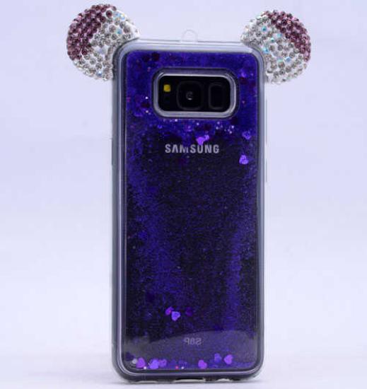 Galaxy S8 Kılıf Zore Micky Taşlı Sıvılı Silikon