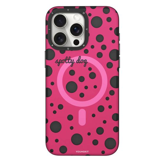 Apple iPhone 15 Pro Kılıf Magsafe Şarj Özellikli Polka Dot Desenli Youngkit Spots Serisi Kapak