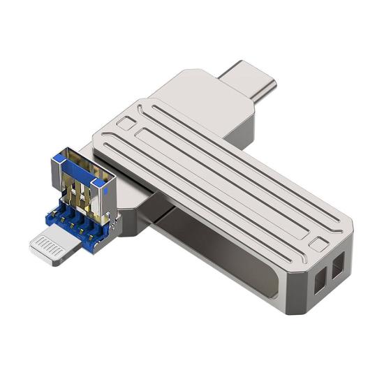 Wiwu Wi-FD001 3in1 USB3.2 Sürücü Disk USB-A + Lightning + Type-C OTG 128 GB