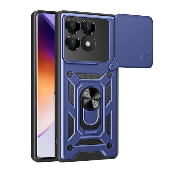 Xiaomi Poco F6 Pro Kılıf Magnetik Standlı Kamera Korumalı Zore Sürgülü Vega Kapak