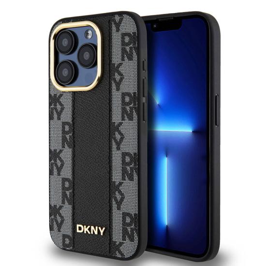 Apple iPhone 15 Pro Kılıf DKNY Orjinal Lisanslı Magsafe Şarj Özellikli 3D Yazılı Checkered Pattern Kapak