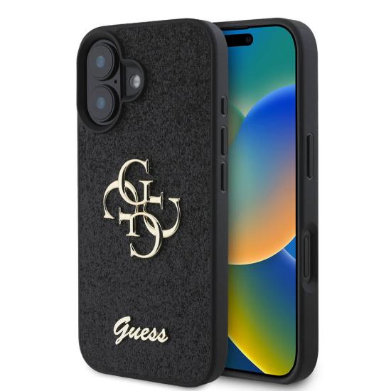 Apple iPhone 16 Plus Kılıf Guess Orjinal Lisanslı 4G Büyük Metal Logolu Glitter Kapak