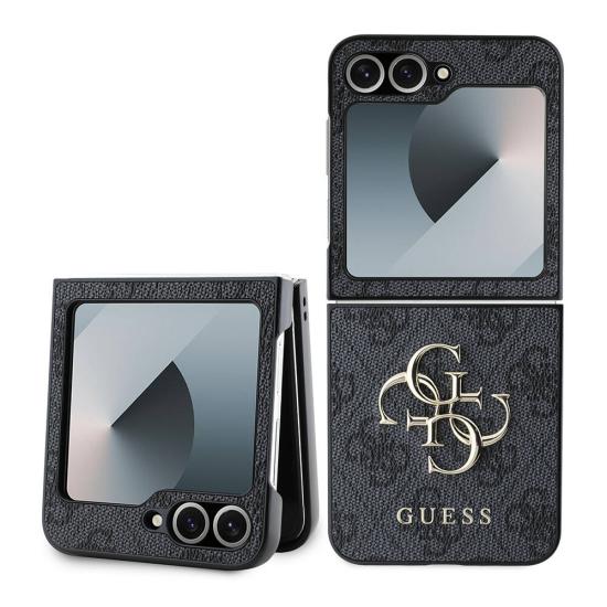 Galaxy Z Flip 6 Kılıf Guess Orjinal Lisanslı Leather Metal Logo Kapak