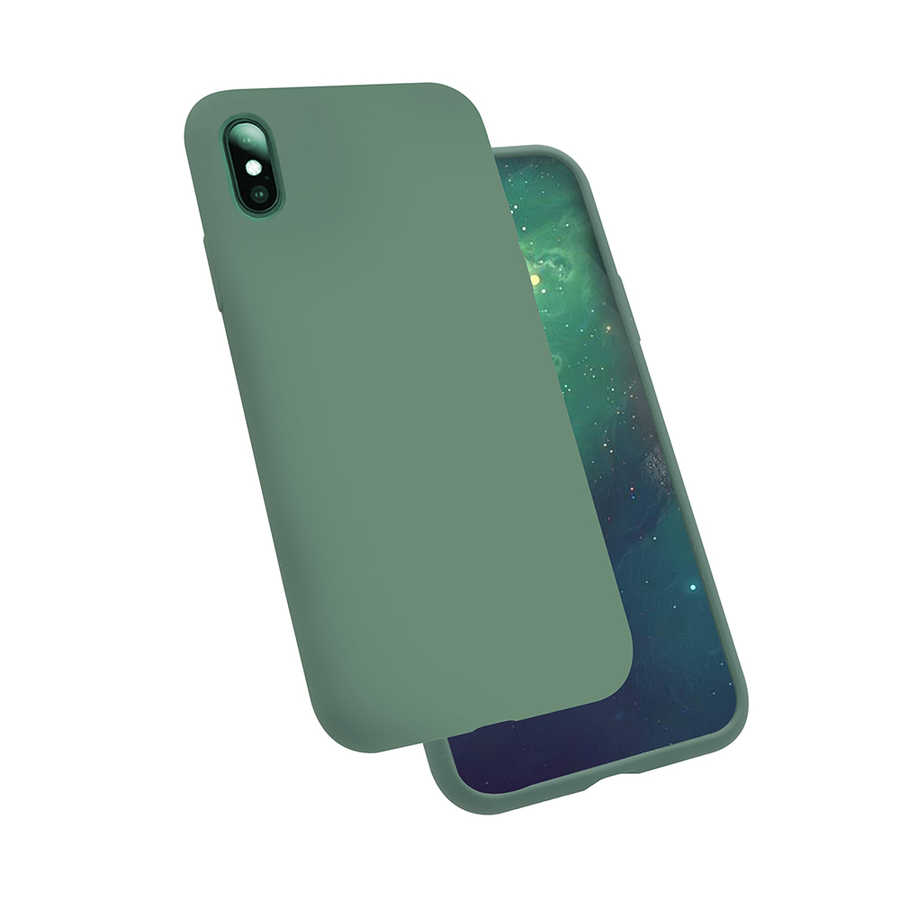 Apple%20iPhone%20X%20Kılıf%20Zore%20Silk%20Silikon-Koyu%20yeşil