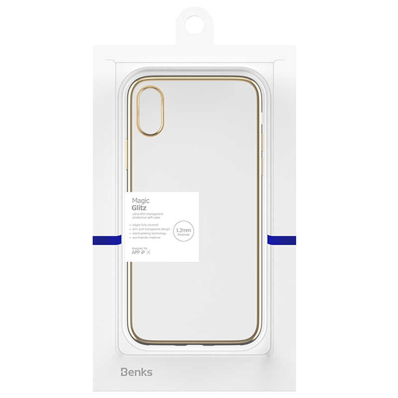 Apple%20iPhone%20X%20Benks%20Magic%20Glitz%20Ultra-Thin%20Transparent%20Protective%20Soft%20Kapak-Gold