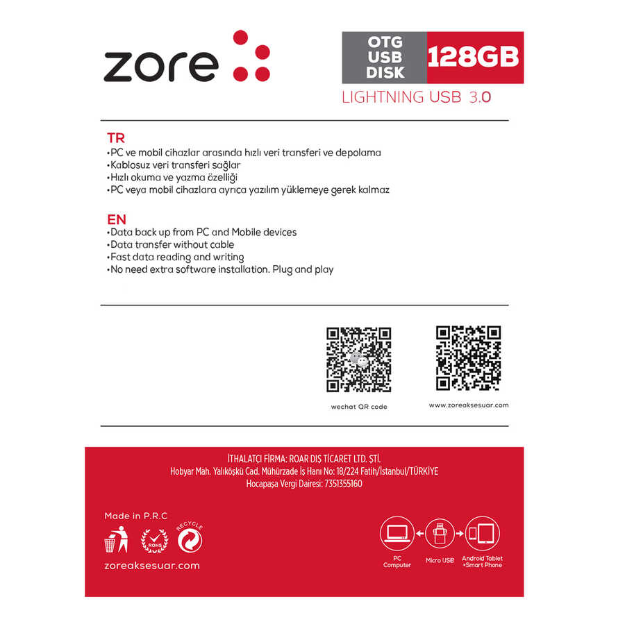 Zore%203.0%20Lightning%20Metal%20OTG%20128%20GB