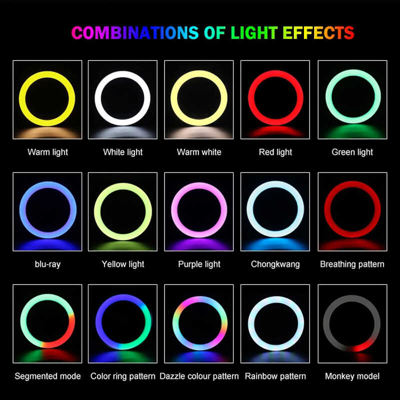 Zore%20RGB%20MJ-33%20Işıklı%20Telefon%20Tutucu%20Ring%20Light