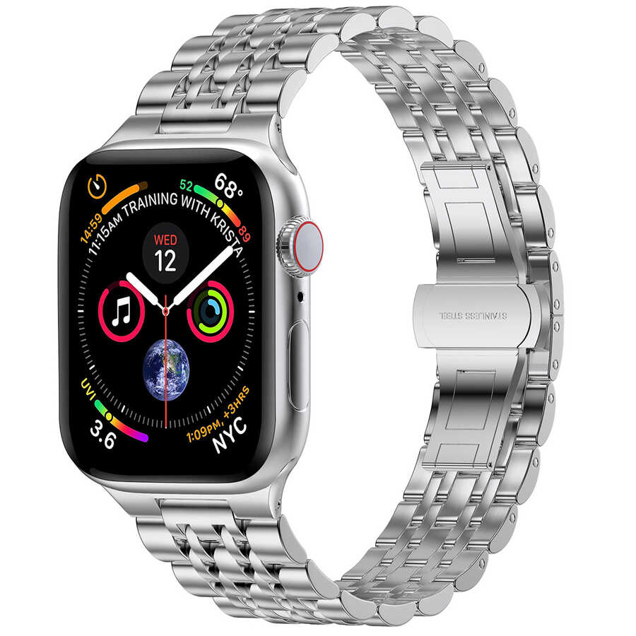 Apple%20Watch%2038mm%20Wiwu%20Seven%20Beads%20Steel%20Belt%20Metal%20Kordon-Gümüş