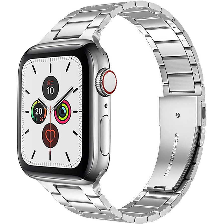 Apple%20Watch%2038mm%20Wiwu%20Ultra%20Thin%20Steel%20Belt%20Three%20Beads%20Metal%20Kordon-Gümüş