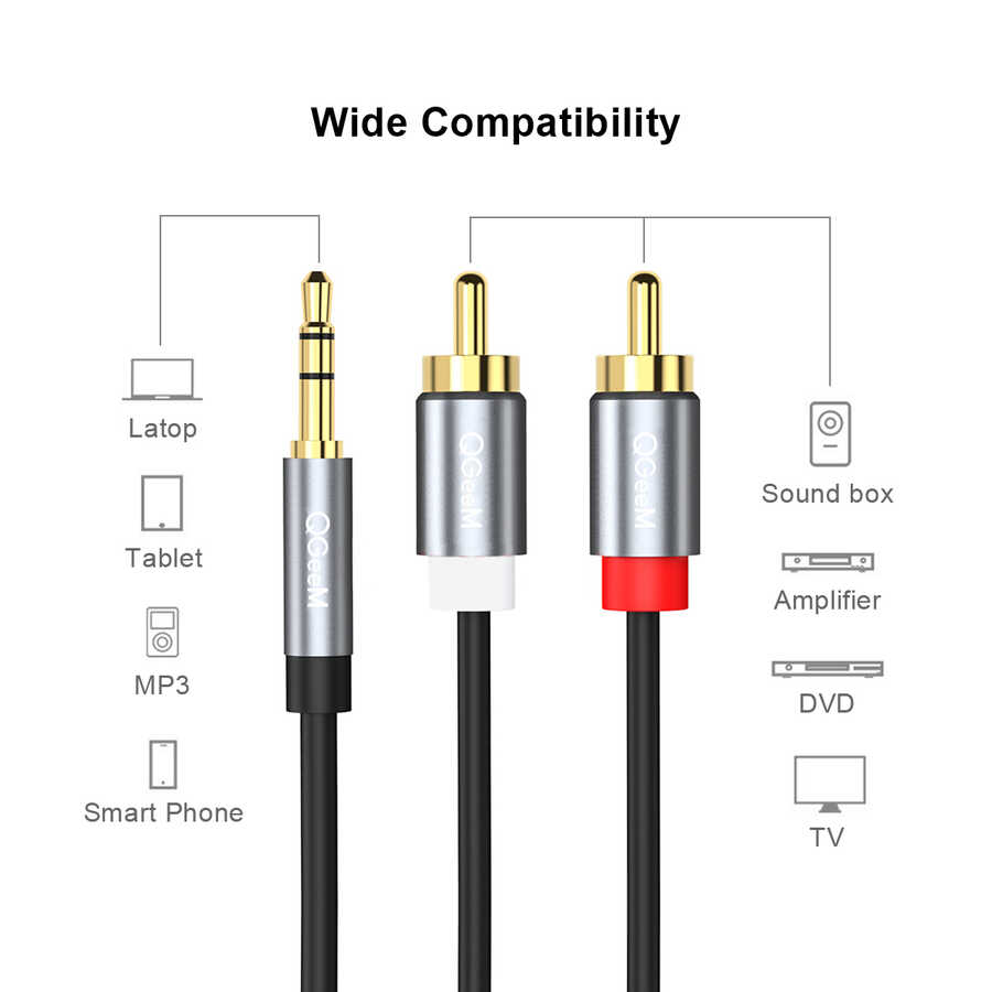 Qgeem%20QG-AU09%203.5mm%20To%20RCA%20Aux%20Audio%20Kablo%205M