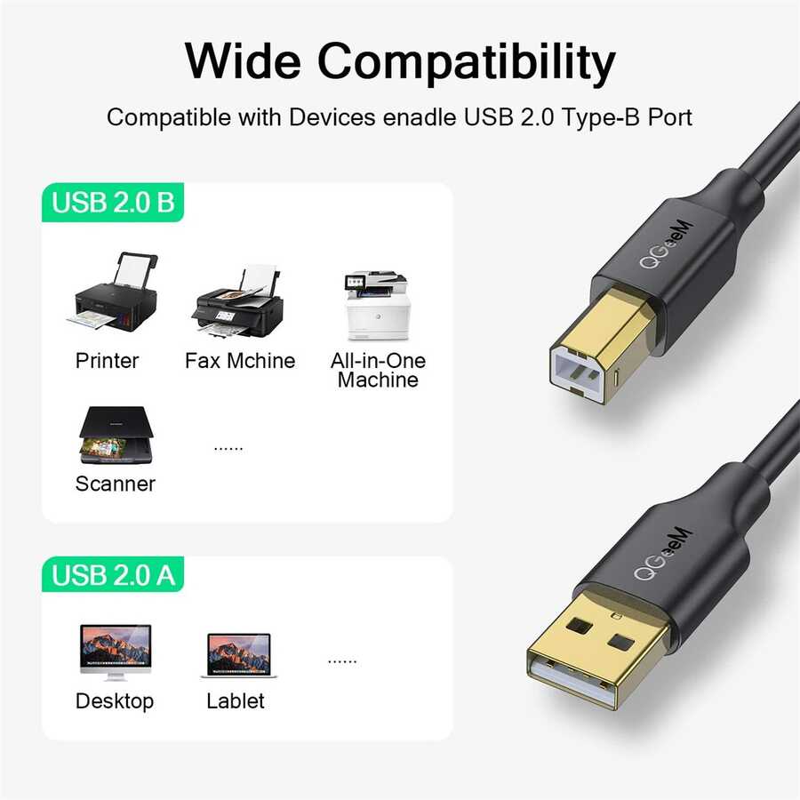 Qgeem%20QG-CVQ23%20Usb%20Type-A%20To%20Usb%20Type-B%20Kablo%201.83M