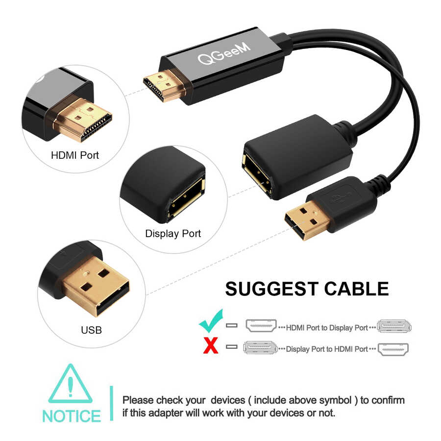 Qgeem%20QG-HD01%20HDMI%20To%20Display%20Port%20Dönüştürücü