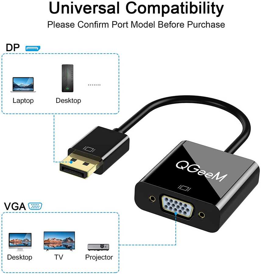 Qgeem%20QG-HD25%20VGA%20To%20Display%20Port%20Dönüştürücü