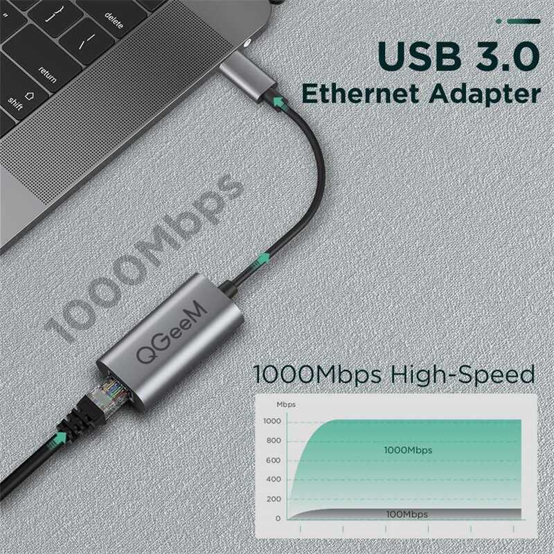 Qgeem%20QG-UA05%20Usb%20To%20RJ45%20Dönüştürücü