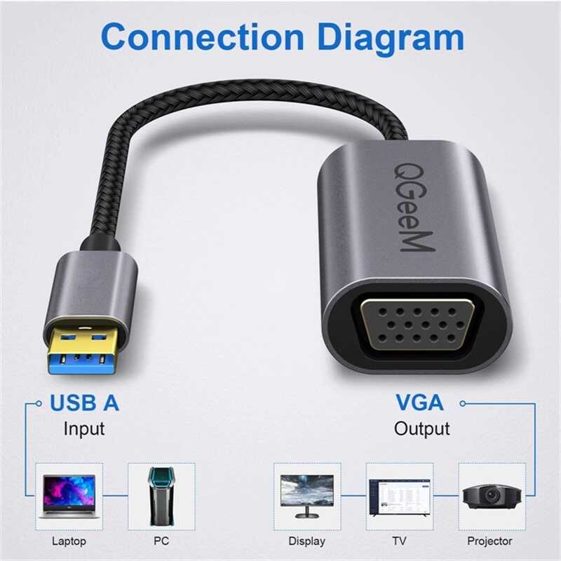 Qgeem%20QG-UA07%20Usb%20To%20VGA%20Dönüştürücü