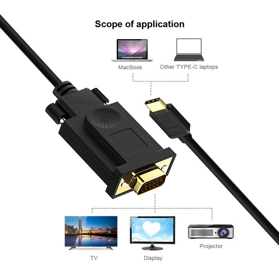 Qgeem%20QG-UA17%20Type-C%20to%20VGA%20Adaptörü%20Yüksek%20Çözünürlüklü%20Dönüştürücü%20Kablo%201080p%2060Hz%201.2%20metre