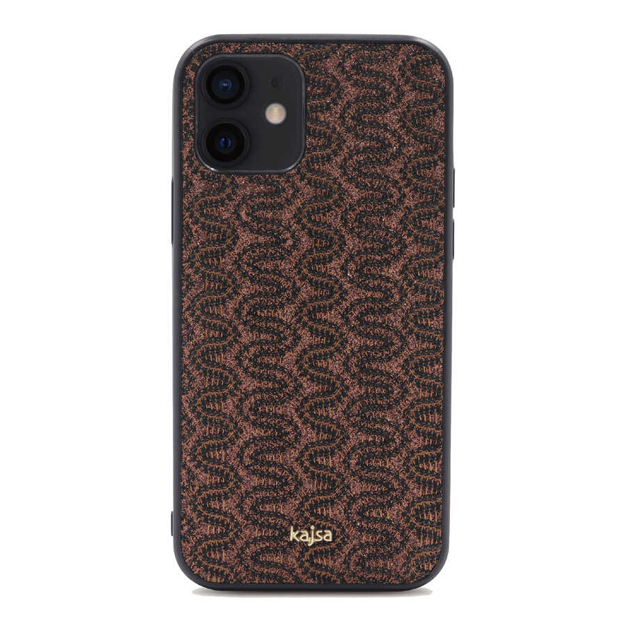 Apple%20iPhone%2012%20Kılıf%20Kajsa%20Glamorous%20Serisi%20Waterfall%20Pattern%20Kapak-Kahverengi